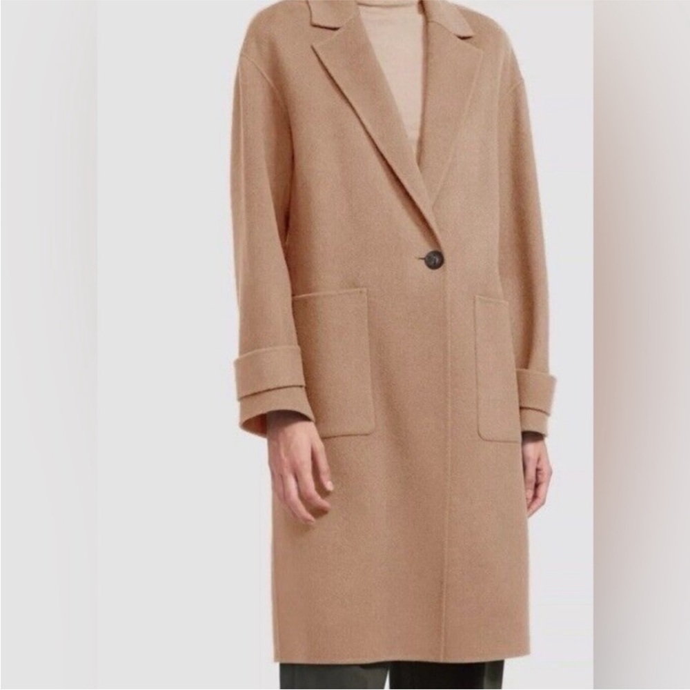 Theory Coat Easy One-Button Double-Face Wool-Cashmere in Buckwheat $795 Size M